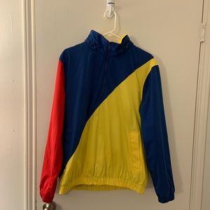 Unisex forever 21 multicolor windbreaker with hidden hood